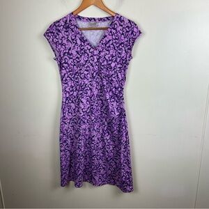 Athleta Hydrangea Vine Scroll Nectar Faux Wrap Dress Womens XS Purple Activewear